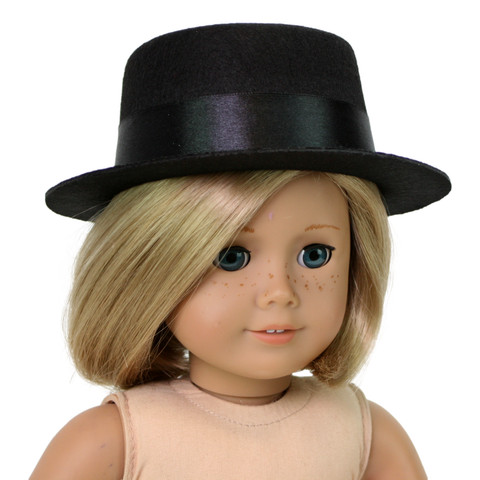 18" Doll wearing a classic Black Hat