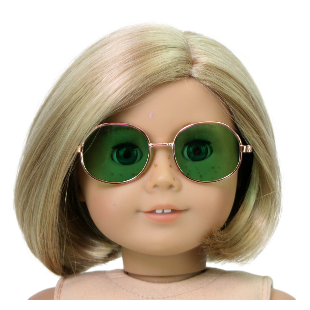Round Wire Glasses w Green Lenses