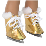 Ice Skates Gold with Fur Trim