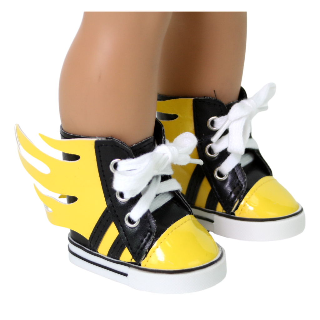 Yellow High-Top Flaming Sneakers