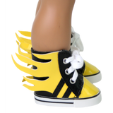 Yellow High-Top Flaming Sneakers