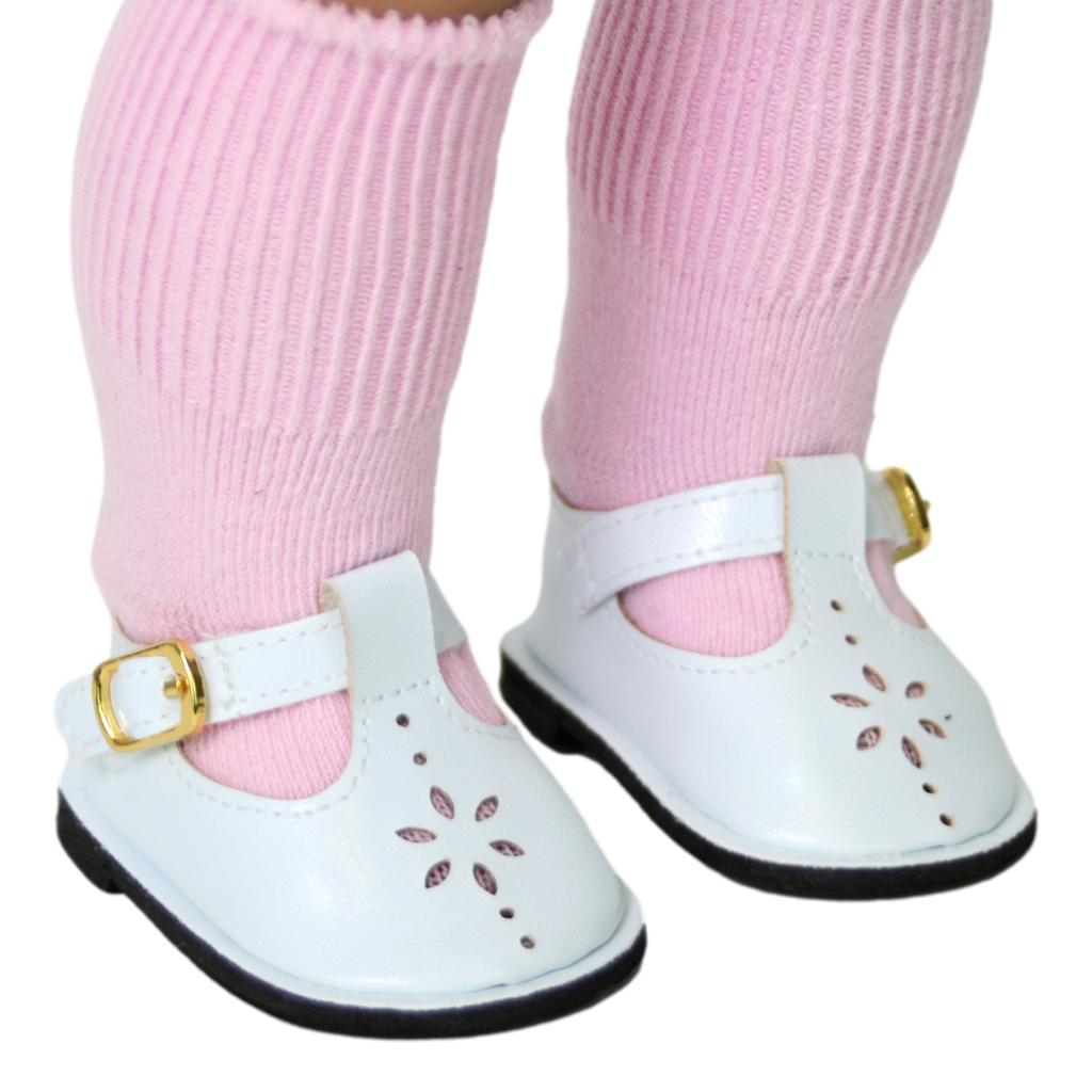 White Mary Janes w/Flower Cutout