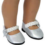 Silver Dress Shoes w/ Pearl Trim