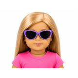Purple sunglasses with white polka dots accessory for 18-inch doll.