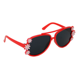 Red Sunglasses with Daisy Flowers