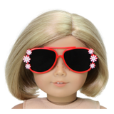 Red Sunglasses with Daisy Flowers