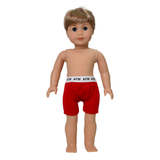 18" Boy Doll wearing Red Knit Underwear