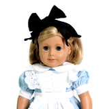 Showing a closeup of Alice in Wonderland Dress for an 18" doll