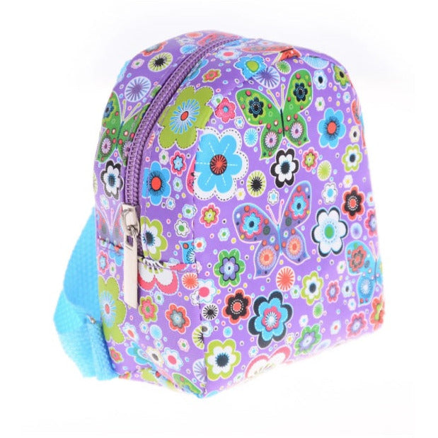 Backpack Purple with Flowers and Butterflies