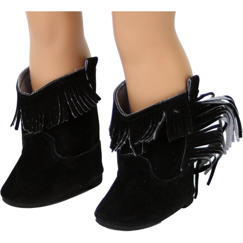 Black Cowgirl Boots with Fringe