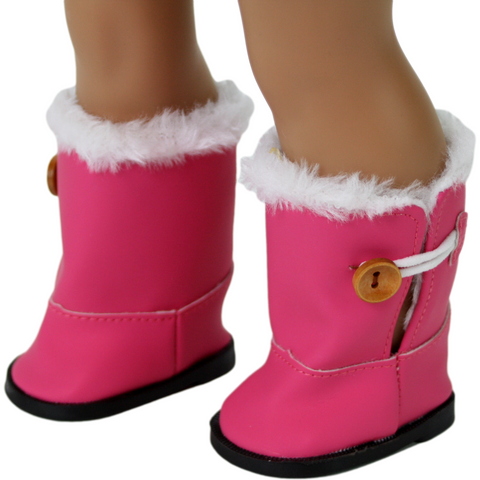 Hot Pink Fur Lined Boot w/ closure 18 Doll Clothes for Americ