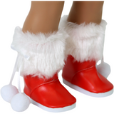 Red Fur-trimmed Snow Boots w/ Side Tassel