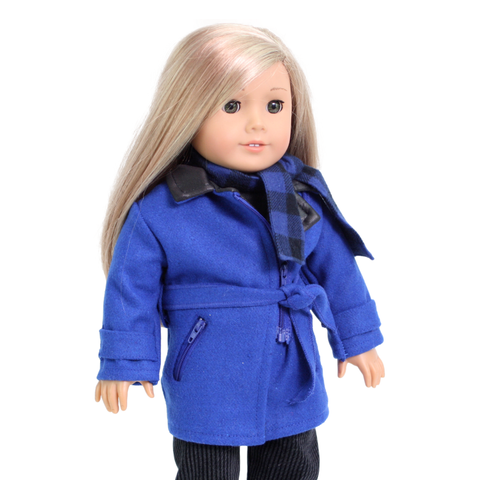 Blue Wool Coat with Scarf 18