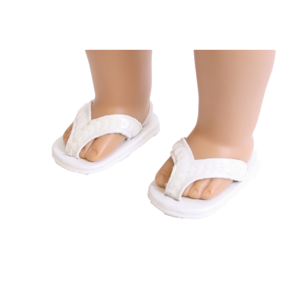 White Sequined Flip Flops