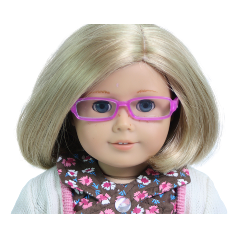 Fuchsia Rectangle Plastic Frame Glasses