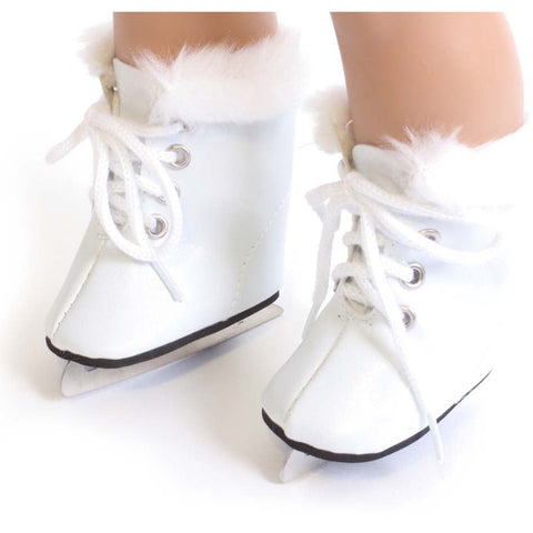 White Ice Skates w/ Fur Trim