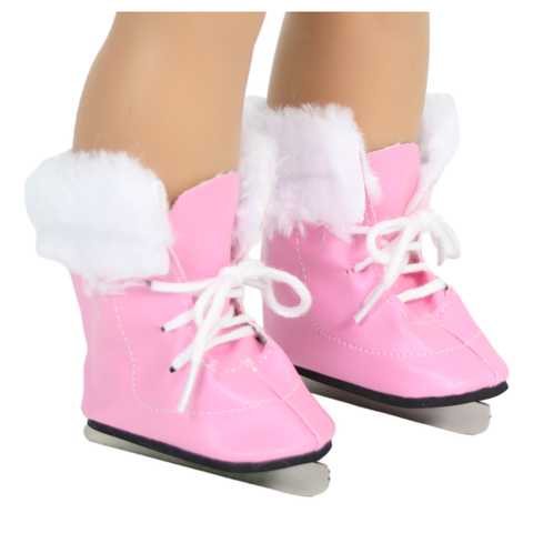 Pink Ice Skates w/ Fur Trim