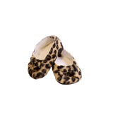 A pair of leopard print slip-on shoes for 18-inch dolls