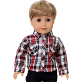Boys Red Plaid Shirt and Black Pants