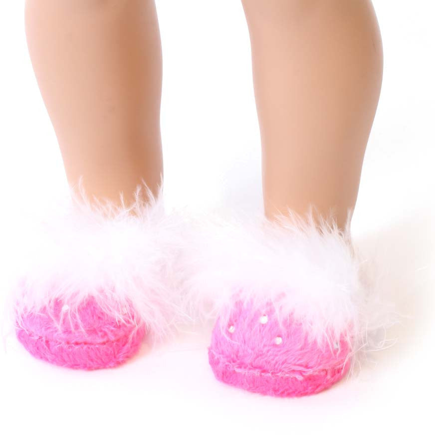 Hot Pink Slippers w/ Rhinestones