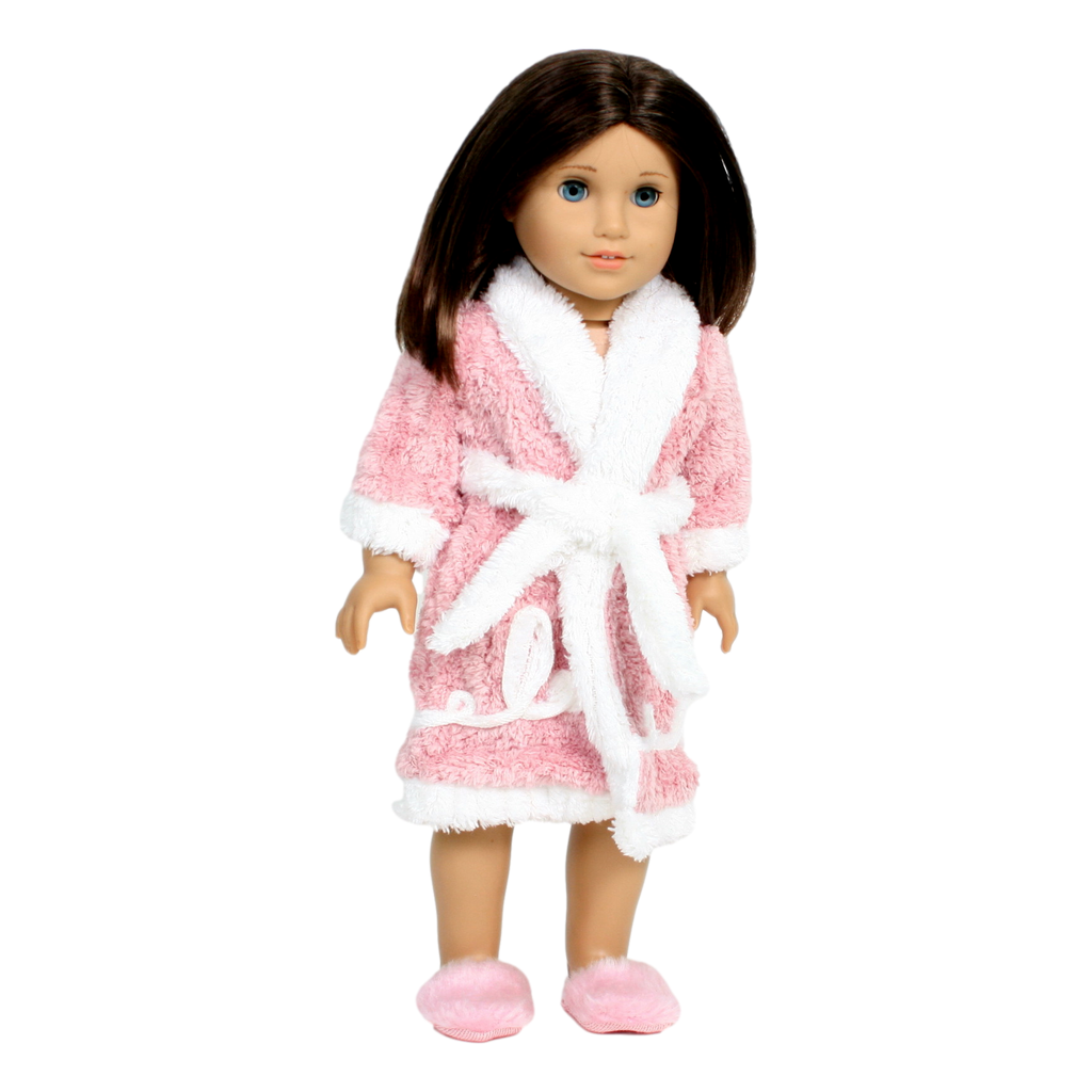 Emily's Pink Chenille Robe and Slippers