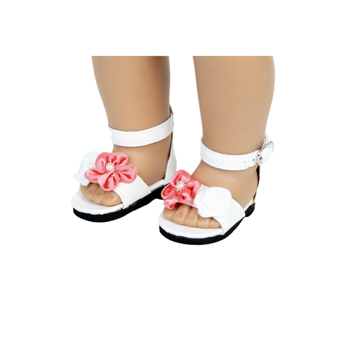 White Sandals with Peach Flower