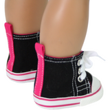 Black with Pink High-Top Tennis Shoe