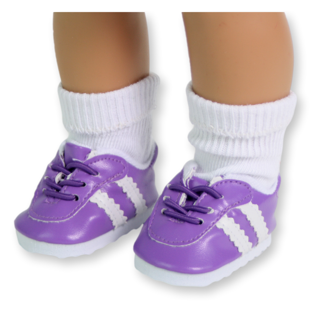 Purple Sporty no-tie Leather Sneakers