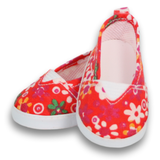 Red Floral Canvas Slip-on Shoes