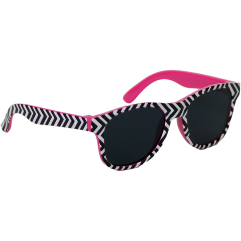 Black and White Chevron Sunglasses Hot Pink