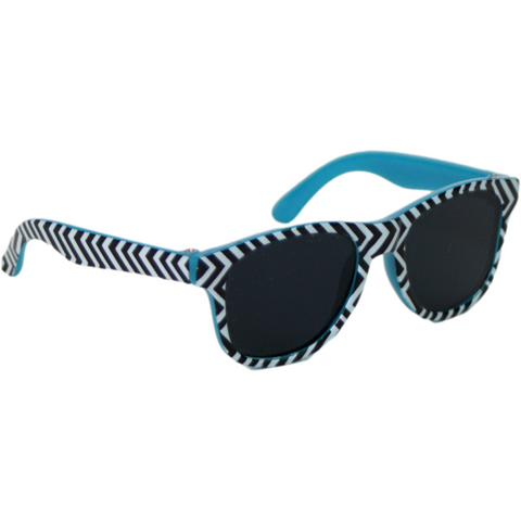 Black and White Chevron Sunglasses Turquoise