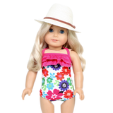 Floral Swimsuit with Pink Ruffle