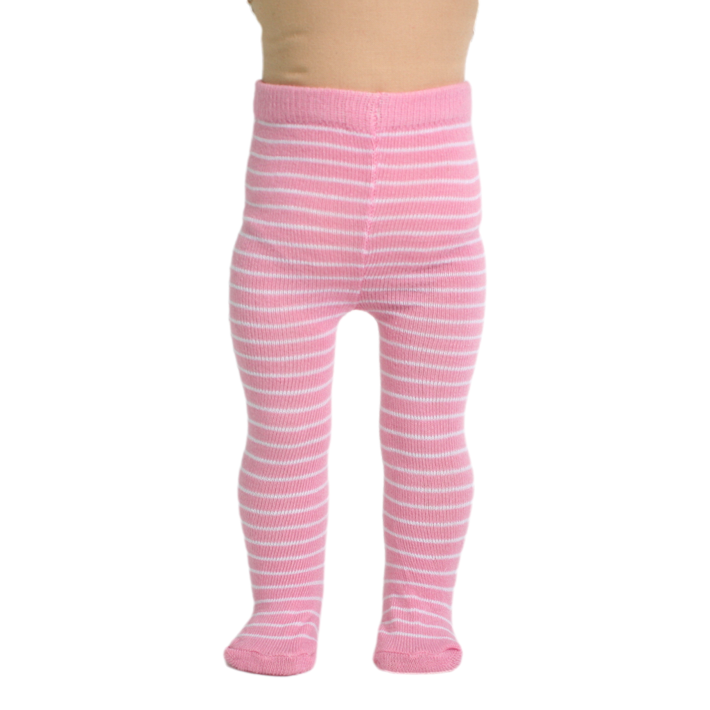 Pink and White Striped Knit Tights 18 Doll Clothes for Americ